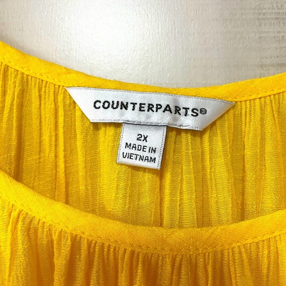 Counterparts Yellow Sheer Tiered Flutter Sleeve Flowy Blouse Sz 2X - Picture 3 of 5